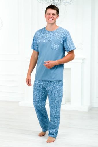 Пижама мужская из футболки с коротким рукавом и брюк из кулирки Макс березка (Фото 2)