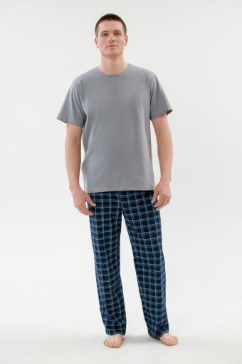 Пижама мужская из футболки с коротким рукавом и брюк из кулирки Генри серый - Ивтекс-Плюс