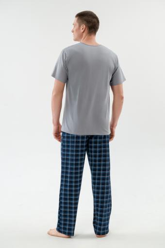 Пижама мужская из футболки с коротким рукавом и брюк из кулирки Генри серый (Фото 2)