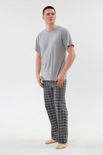 Пижама мужская из футболки с коротким рукавом и брюк из кулирки Генри серый меланж (Фото 2)