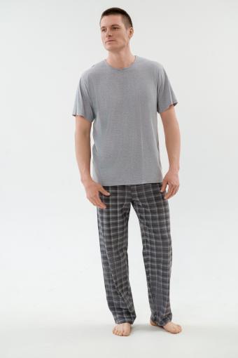 Пижама мужская из футболки с коротким рукавом и брюк из кулирки Генри серый меланж макси - Ивтекс-Плюс