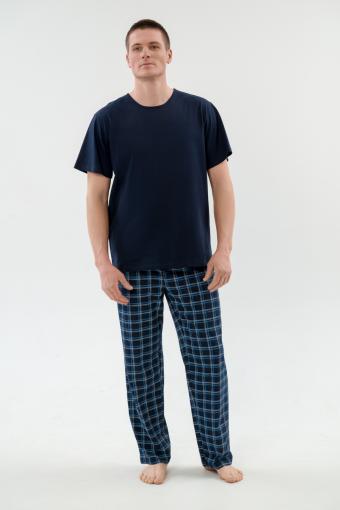 Пижама мужская из футболки с коротким рукавом и брюк из кулирки Генри темно-синий - Ивтекс-Плюс