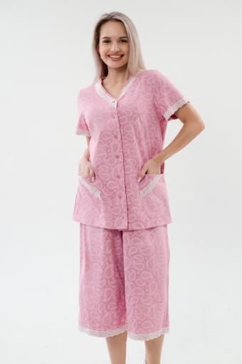Пижама женская из кулирки Ворожея розовый макси (Фото 2)