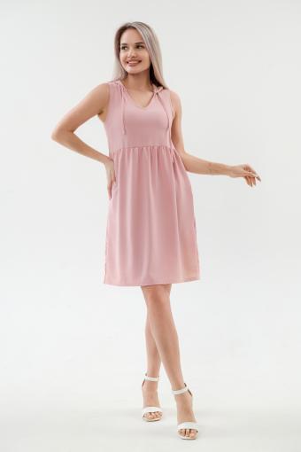 Платье с капюшоном из жатки Хлоя розовый - Ивтекс-Плюс