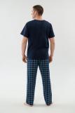 Пижама мужская из футболки с коротким рукавом и брюк из кулирки Генри темно-синий (Фото 3)