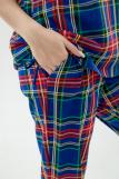 Костюм женский из футболки и брюк из кулирки "Крым" синяя клетка (Фото 4)