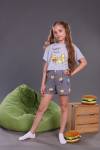 Пижама для девочки Картошка фри арт. ПД-019-046 (Серый меланж) - Ивтекс-Плюс