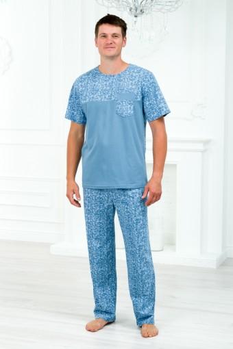 Пижама мужская из футболки с коротким рукавом и брюк из кулирки Макс березка - Ивтекс-Плюс