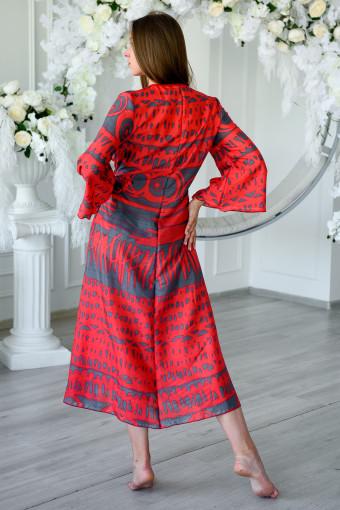 Халат женский из шелка Византия красный (Фото 2)