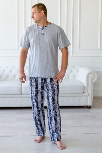 Пижама мужская из футболки с коротким рукавом и брюк из кулирки Француа темно-серый (Фото 2)