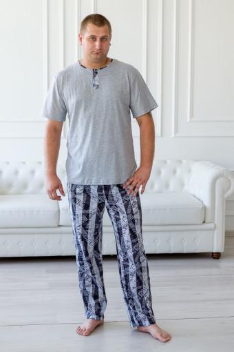 Пижама мужская из футболки с коротким рукавом и брюк из кулирки Француа темно-серый - Ивтекс-Плюс