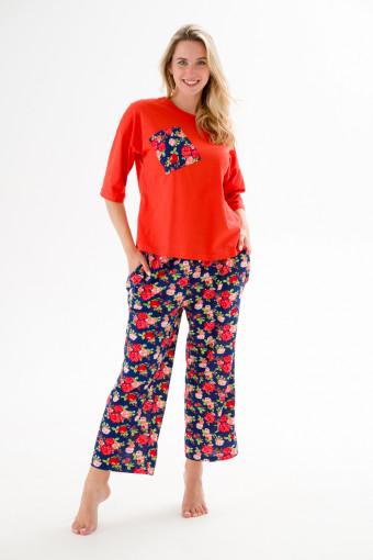 Пижама из джемпера и брюк из кулирки Жасмин красная роза - Ивтекс-Плюс