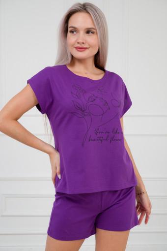 Пижама из кулирки женская Ника фиолетовый - Ивтекс-Плюс