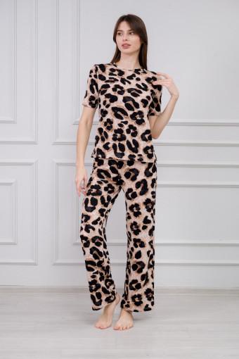 Костюм женский из футболки и брюк из вискозы Леопард (Фото 2)