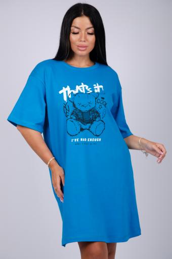 Сорочка Панды интерлок пенье (Голубой) - Ивтекс-Плюс
