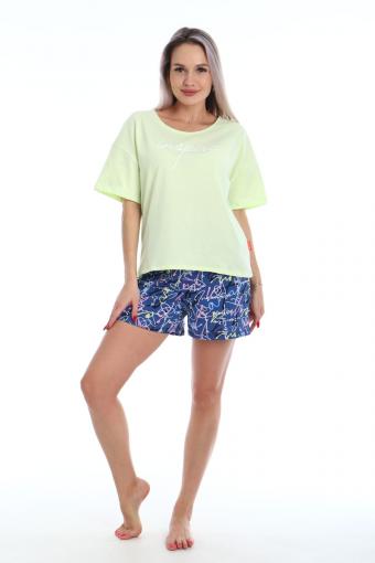 Пижама с шортами Очарование 5-040 (Синий/зеленый) - Ивтекс-Плюс