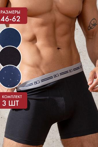 Трусы, набор - 3 штуки муж BeGood UMJ1202J Underwear черный/темно-синий принт/темно-синий (Черный/темно-синий /темно-синий) - Ивтекс-Плюс