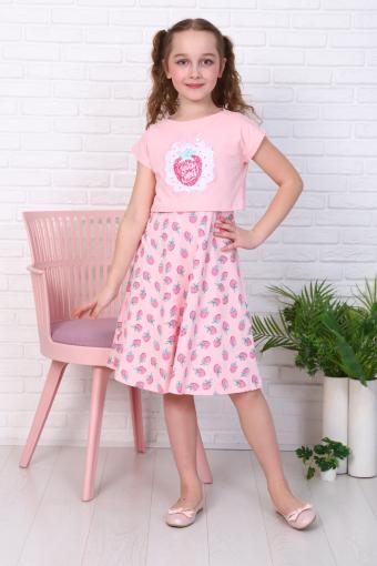 Платье Клубничная Душа короткий рукав детское (Розовый) - Ивтекс-Плюс
