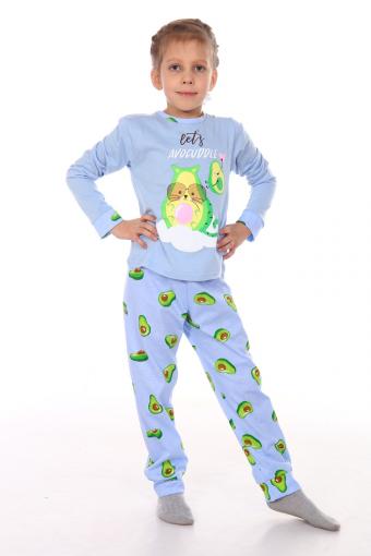 Пижама Кошка авокадо дл. рукав (Светло-голубой) - Ивтекс-Плюс