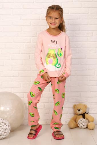 Пижама Кошка авокадо дл. рукав (Розовый) - Ивтекс-Плюс
