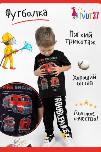 Футболка Пожарная машина детская (Черный) (Фото 2)