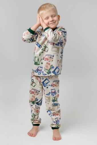Спецтехника детская пижама теплая (Бежевый) (Фото 2)