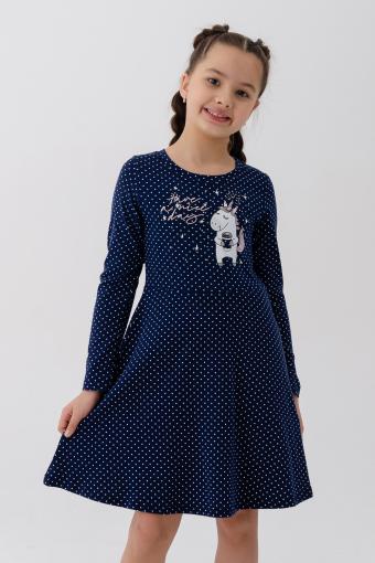Платье Айрис длинный рукав детское (Темно-синий) - Ивтекс-Плюс