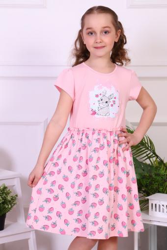 Платье Лапочка дочка короткий рукав детское (Розовый) - Ивтекс-Плюс