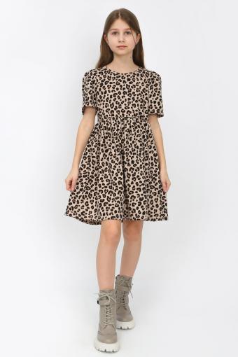 Платье Леопард короткий рукав-фонарик арт. ПЛ-372 (Леопард) - Ивтекс-Плюс