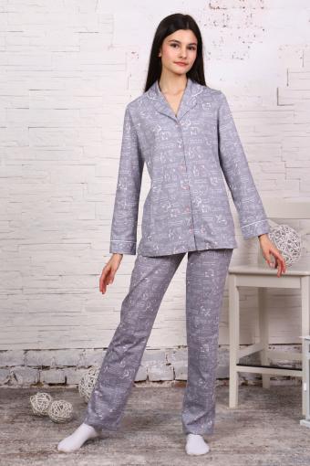 Пижама-костюм для девочки арт. ПД-006 (Звери на сером) - Ивтекс-Плюс