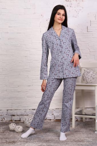 Пижама-костюм для девочки арт. ПД-006 (Зайцы на самокатах серые) - Ивтекс-Плюс