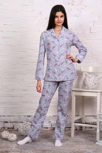 Пижама-костюм для девочки арт. ПД-006 (Кошки звезды и сердечки) - Ивтекс-Плюс