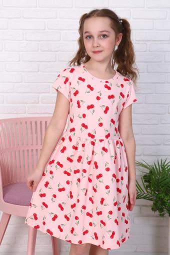 Платье Вишневое варенье короткий рукав детское (Розовый) - Ивтекс-Плюс