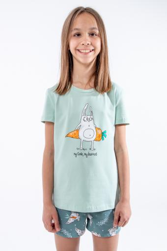 Пижама для девочки Кролик-морковка арт. ПД-009-055 (Васаби/зеленый) - Ивтекс-Плюс