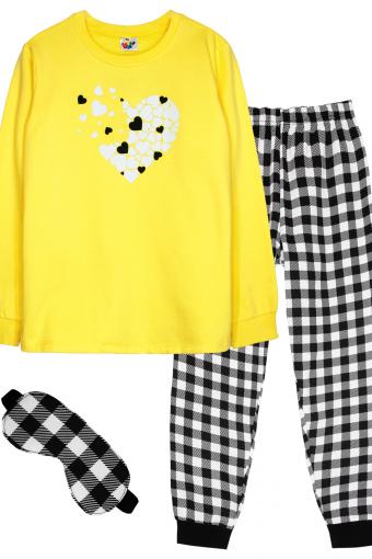 Пижама для девочки 91228 (Желтый/черная клетка) - Ивтекс-Плюс