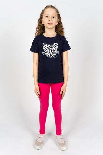 Комплект для девочки 41110 (футболка _лосины) (Т.синий/розовый) - Ивтекс-Плюс