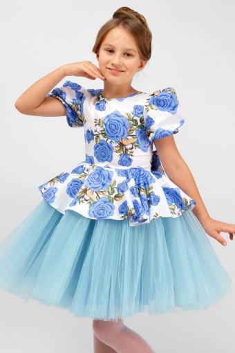 Платье нарядное для девочки SP2010 (Голубой) - Ивтекс-Плюс