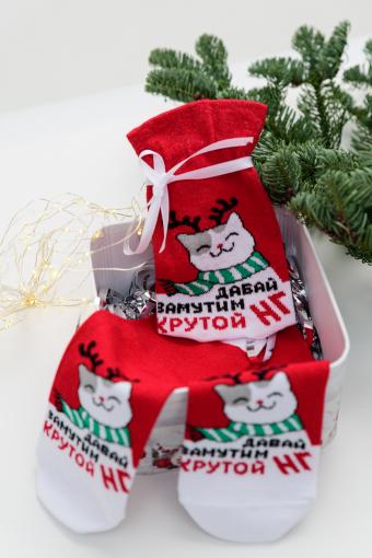 Носки женские Кот в мешке комплект 1 пара (Красный) - Ивтекс-Плюс