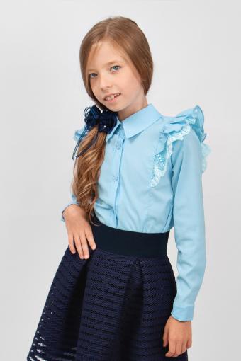 Блузка для девочки длинный рукав SP0422 (Голубой) - Ивтекс-Плюс