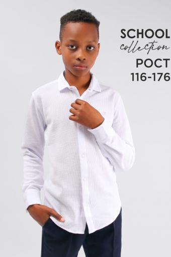 Рубашка трикотажная для мальчика на кнопках SP5051 (Белый) - Ивтекс-Плюс
