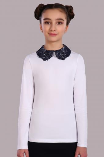 Блузка для девочки Марта 13153 (Белый/темно-синий) - Ивтекс-Плюс