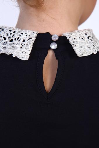 Блузка для девочки Марта 13153 (Темно-синий/крем) (Фото 2)