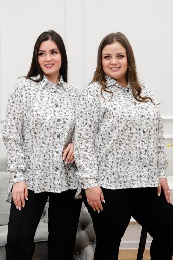 Рубашка LenaLineN арт. 02-001-22 (Белый/серый) - Ивтекс-Плюс