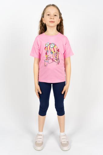 Комплект для девочки 41105 (футболка_ бриджи) (С.розовый/синий) - Ивтекс-Плюс