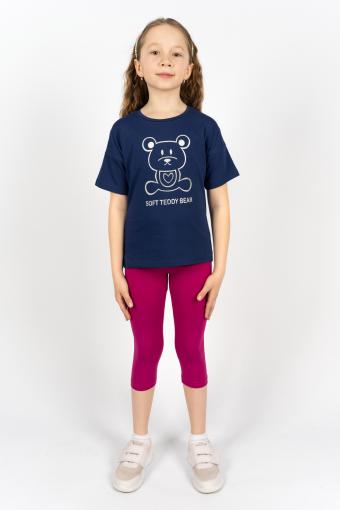 Комплект для девочки 41104 (футболка_бриджи) (Синий/ягодный) - Ивтекс-Плюс