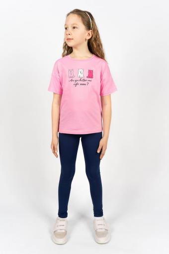 Комплект для девочки 41103 (футболка_лосины) (С.розовый/синий) - Ивтекс-Плюс