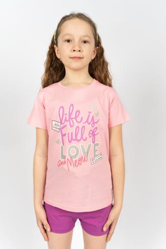Комплект для девочки 41107 (футболка_ шорты) (С.розовый/лиловый) - Ивтекс-Плюс