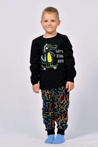 Пижама для мальчика 92209 (Черный/цветные буквы) - Ивтекс-Плюс