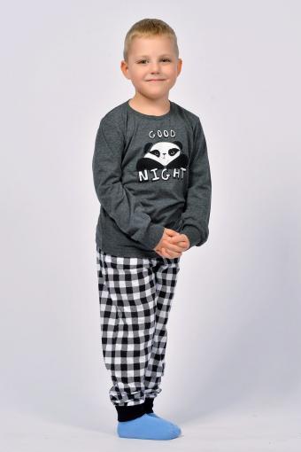 Пижама для мальчика 92207 (Темно-серый меланж/черная клетка) - Ивтекс-Плюс