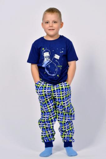 Пижама для мальчика 92210 (Темно-синий/синяя клетка) - Ивтекс-Плюс